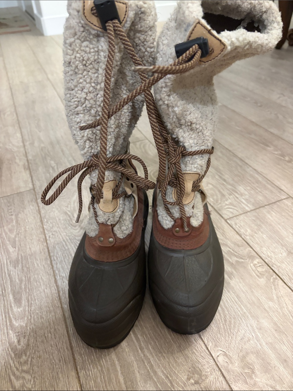 Rocky Brown and Cream Shearling-Lined Winter Duck Boot
